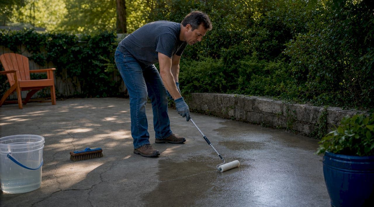 Concrete patio after sealing