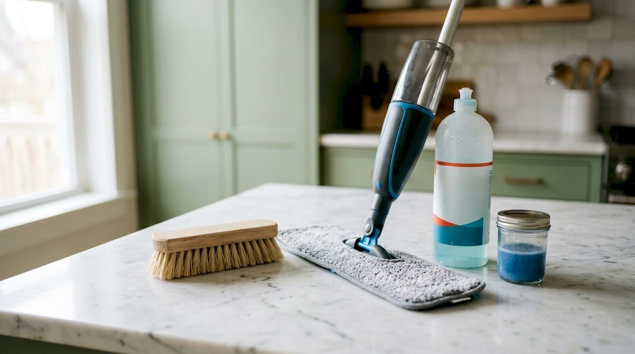 Cordless scrubber cleaning tile floor grout