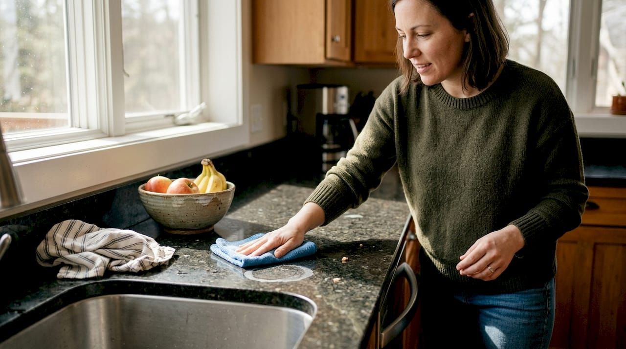 Eco-friendly cleaner on marble surface