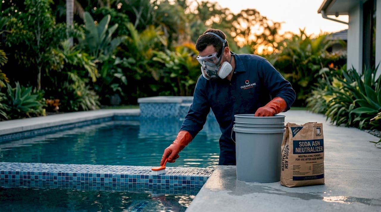 Pool tile restoration work