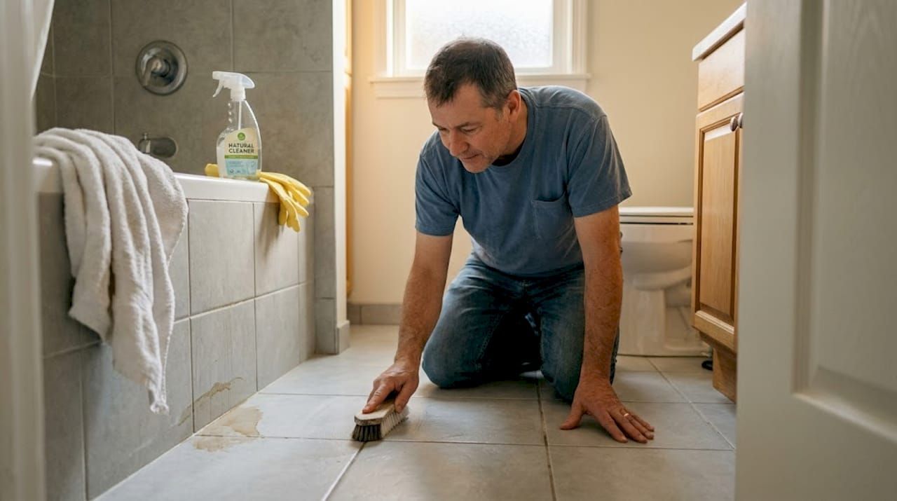 Restoring stained grout lines safely