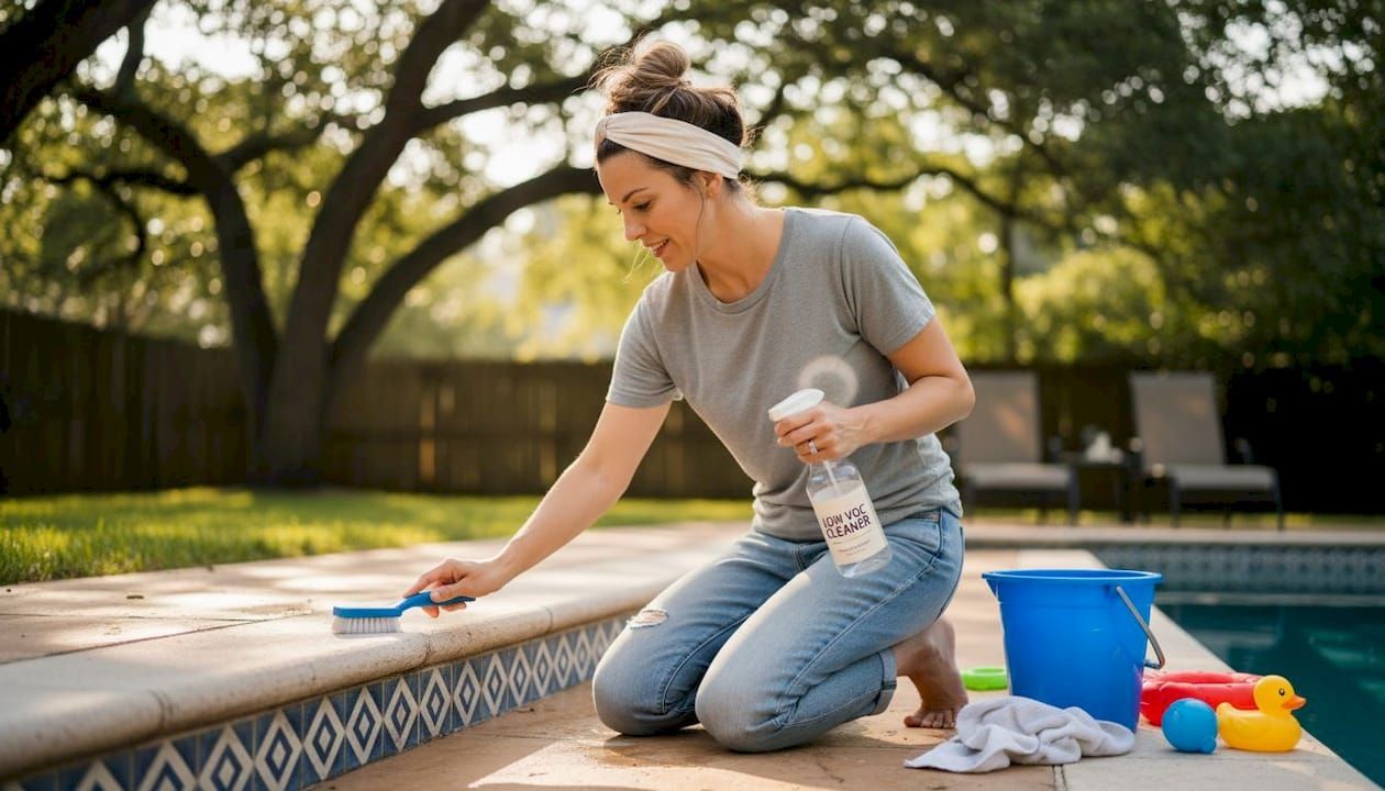 Safe pool tile and stone cleaning