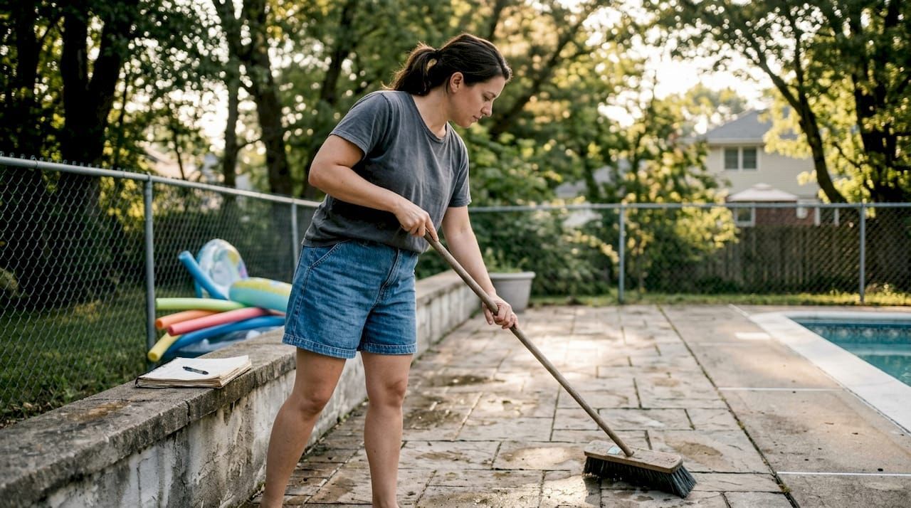 Sweeping stone pool deck