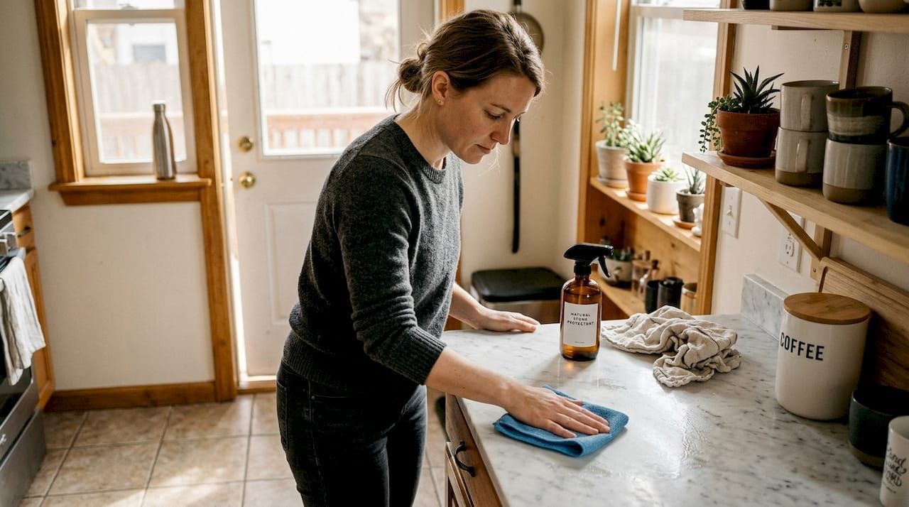 applying non-toxic sealer to stone