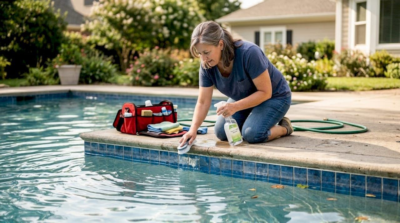 calcium buildup on pool tiles