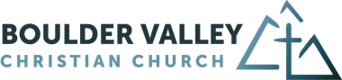The logo for boulder valley christian church is a triangle with a cross on it.