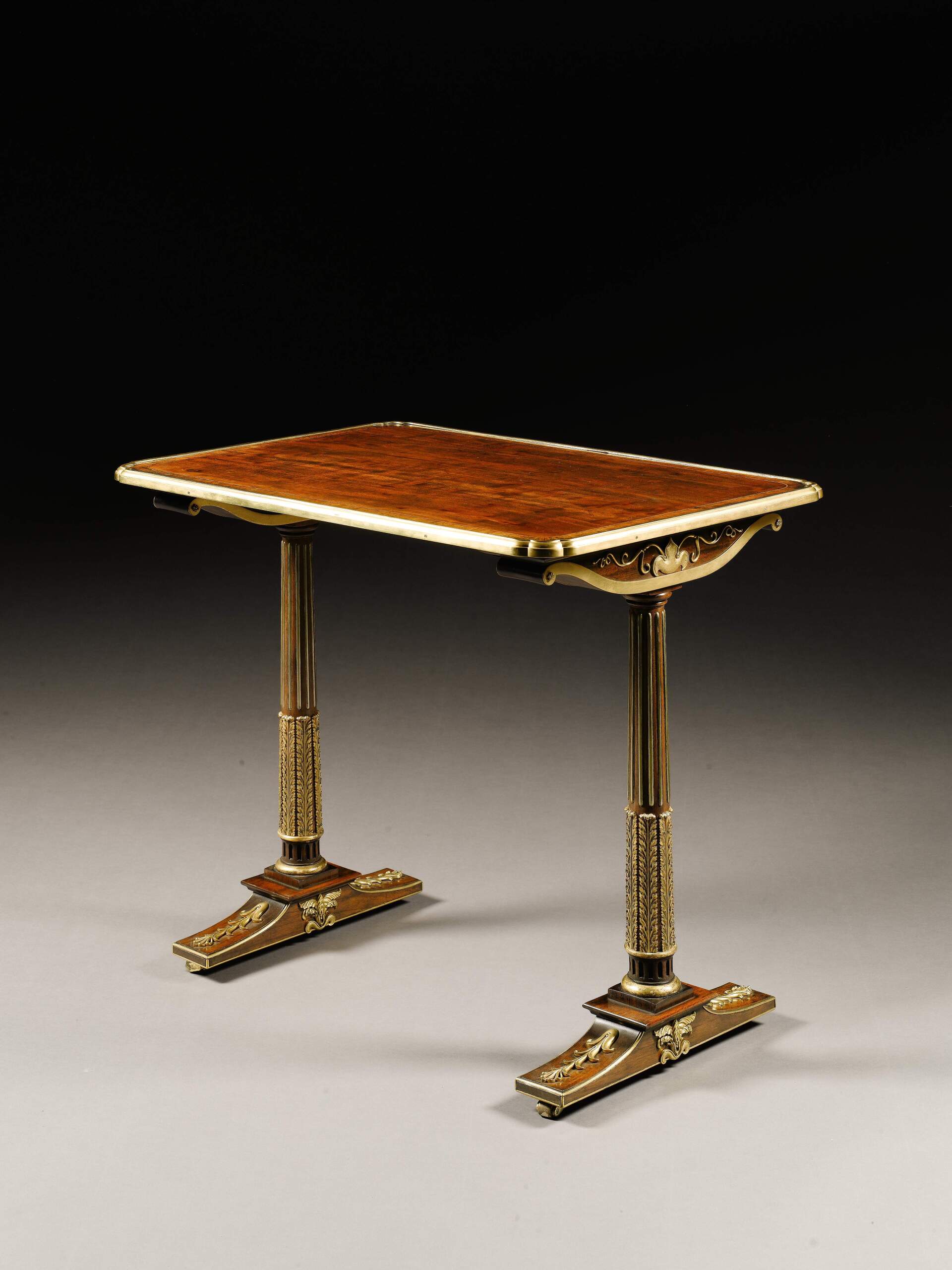 Late George III Style Gilt Bronze Mounted Mahogany and Rosewood Centre Table