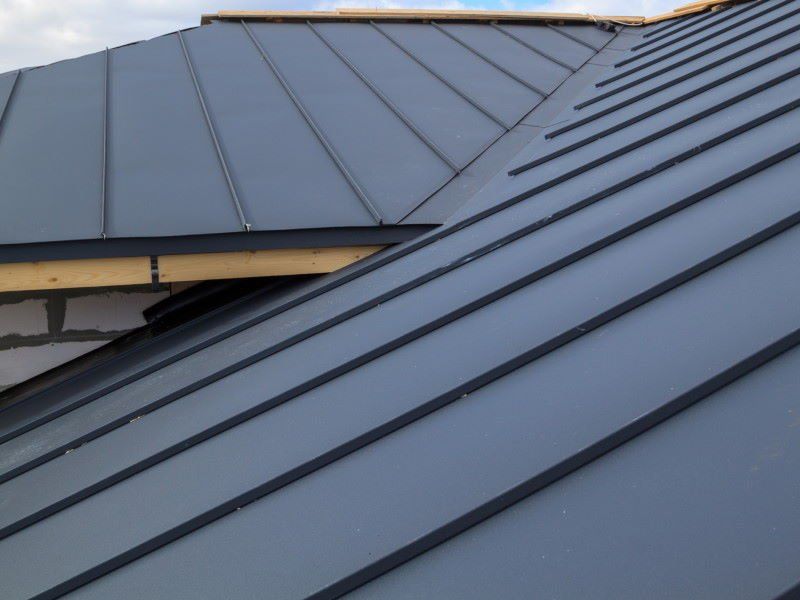 A photograph of a commercial metal roof