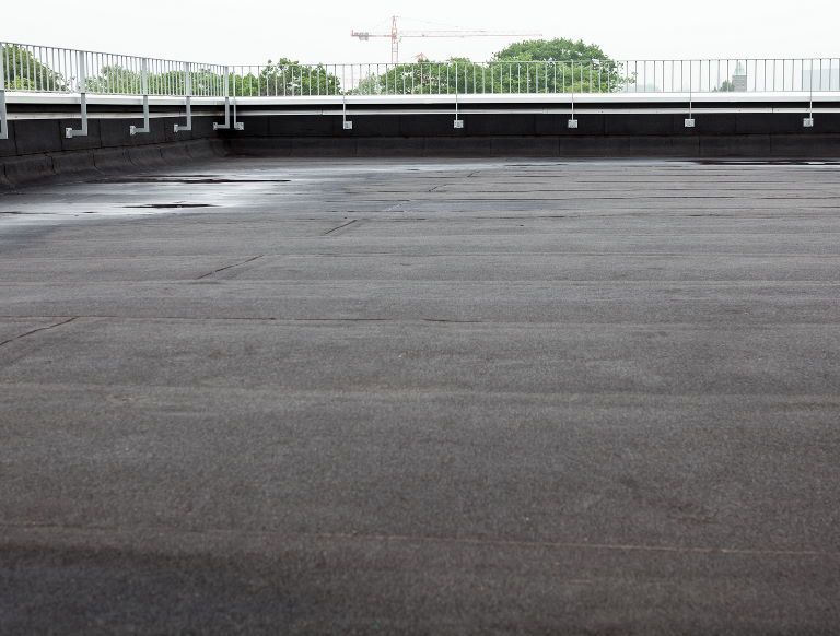 This photograph shows an EPDM rubber roof