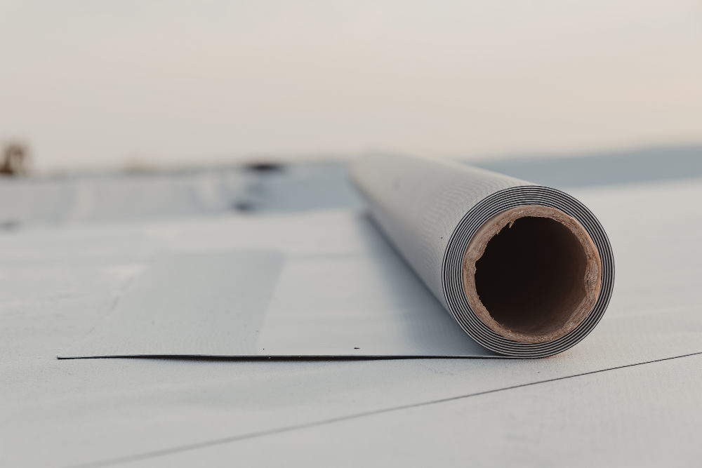 Photograph showing flat Roofing rolls on a Roof top in Mobile, Alabama