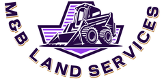 A purple logo for a company called land services