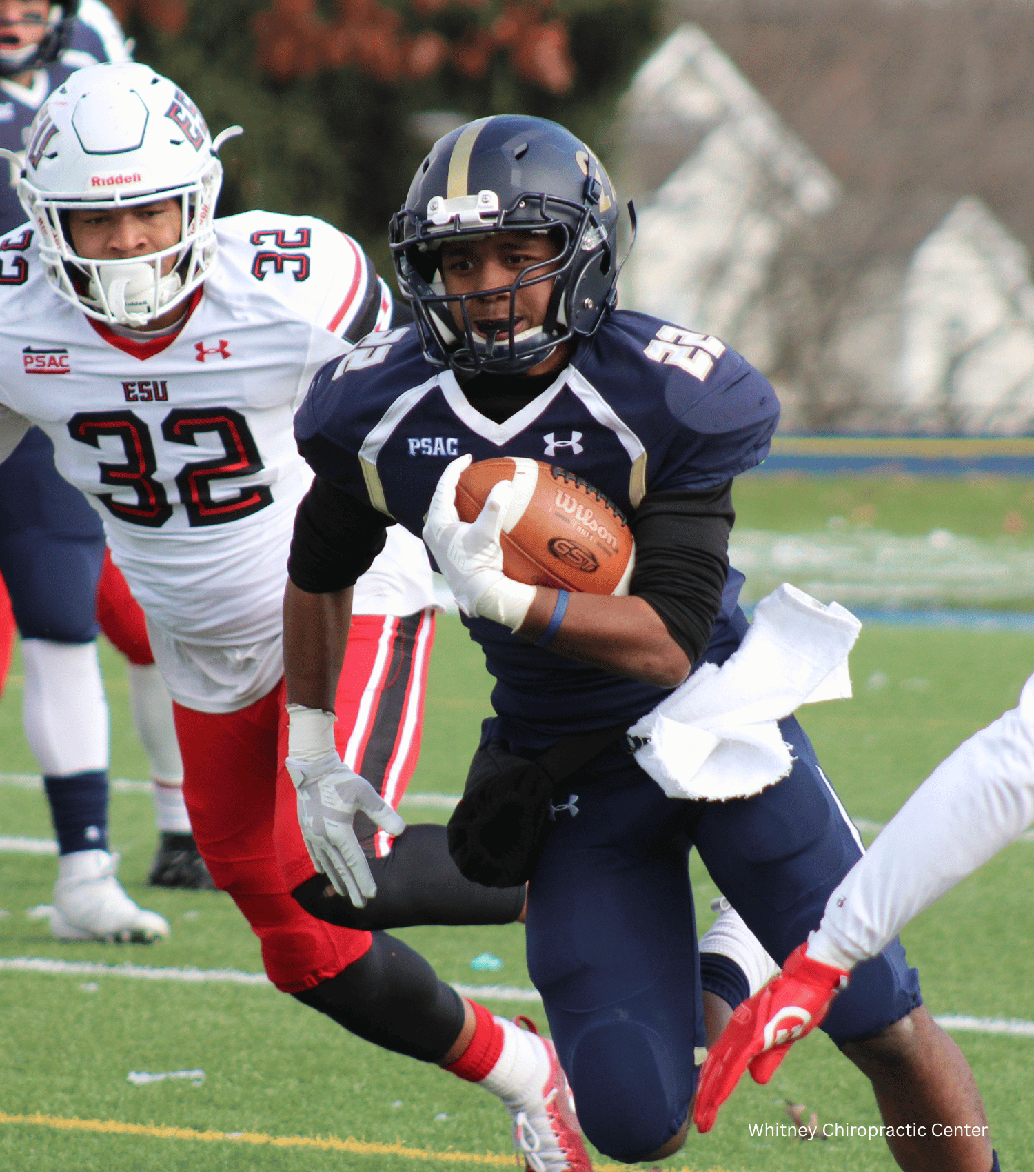 A football player with the number 32 on his jersey