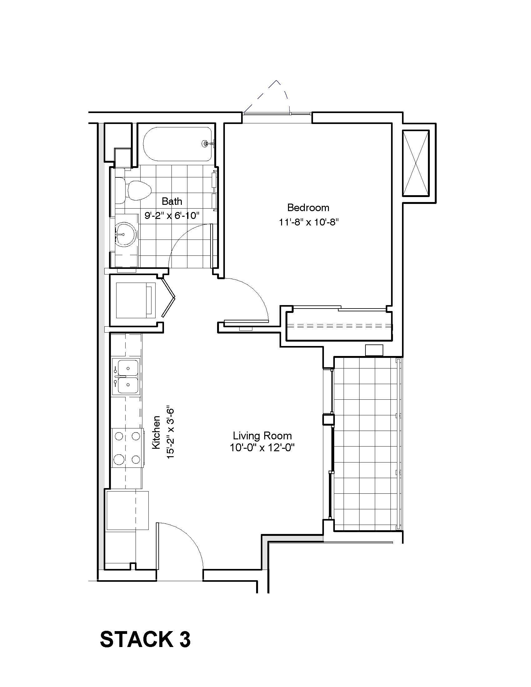 t lofts one bed floor plan