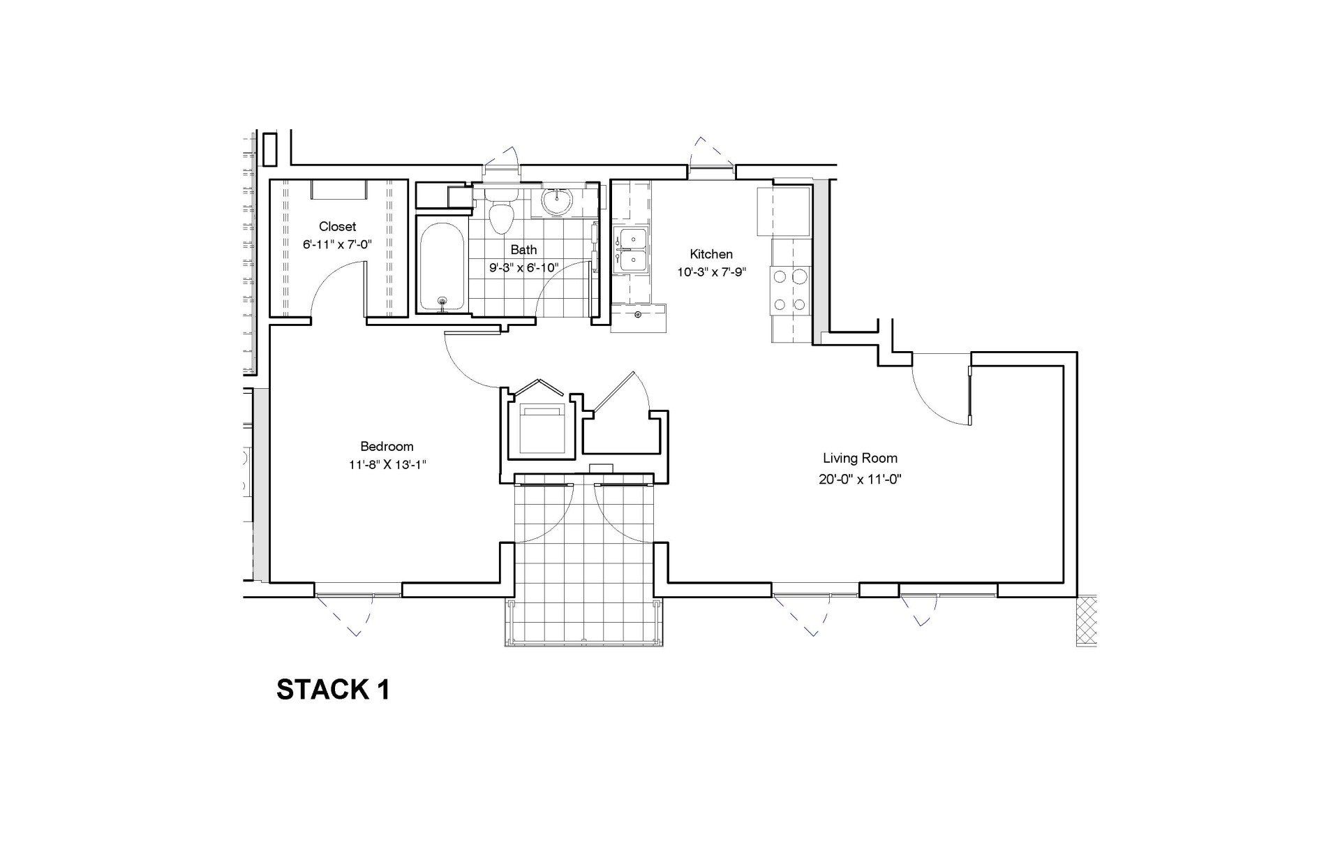 t lofts one bedroom floor plan