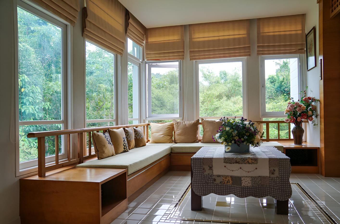 A Living Room With a Couch, Coffee Table, and Lots of Windows — Lismore Curtains & Blinds In Byron Bay, NSW