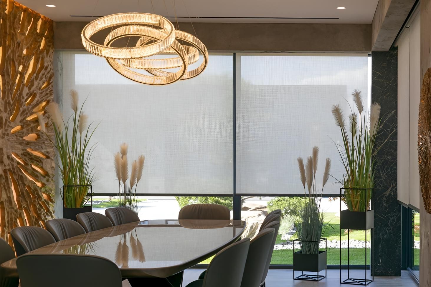 A Dining Room With a Table and Chairs — Lismore Curtains & Blinds In Byron Bay, NSW