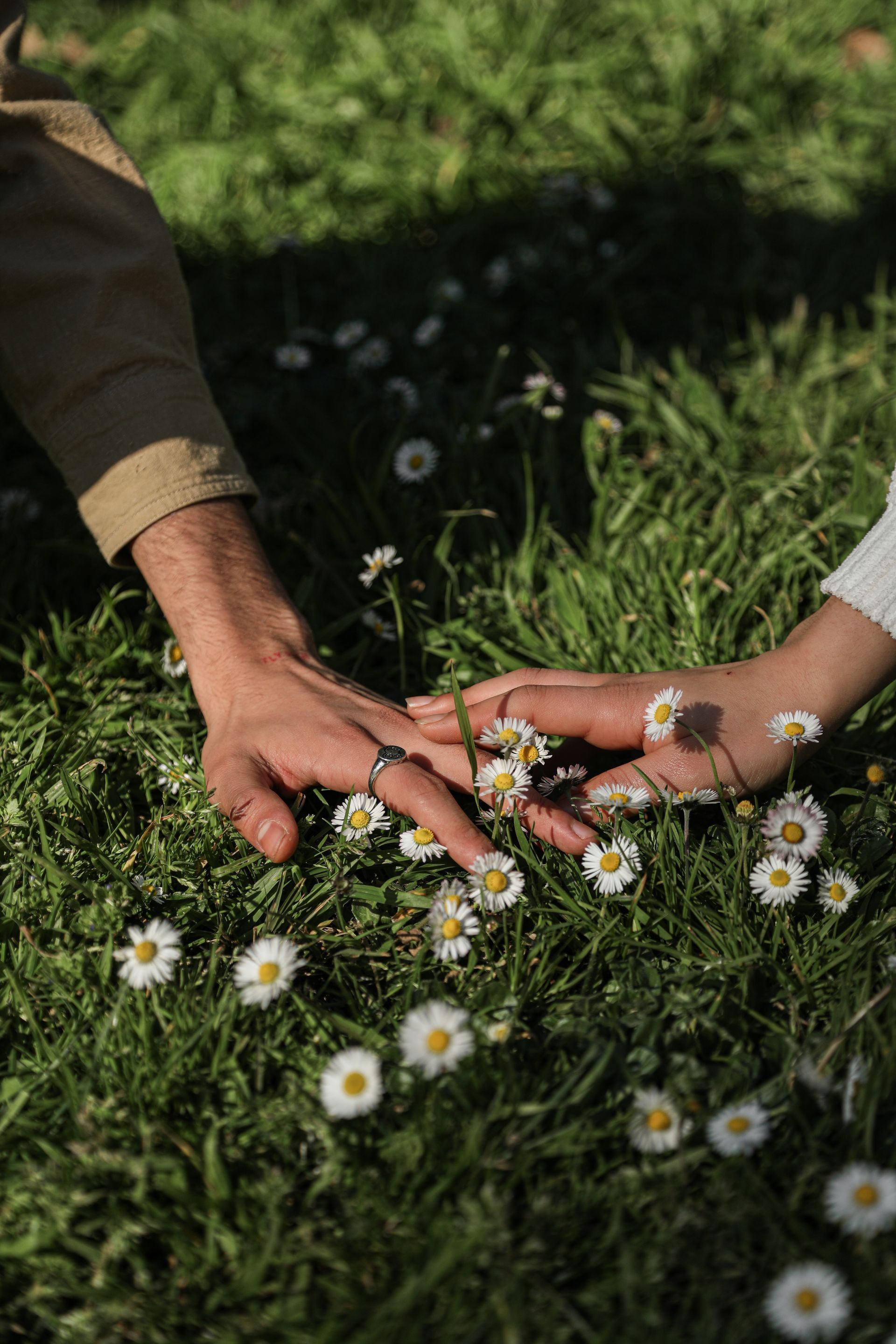 Man and Woman Holding Hands in Flower Field — Thrive Therapy Solutions in Cairns City, QLD