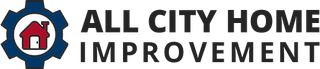 Logo for All City Home Improvement: gear with a house inside, black text below.