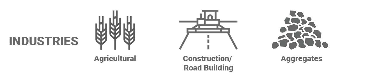 image showing the industries the live bottom trailer is suitable for: Agricultural, construction/ road building, aggregates