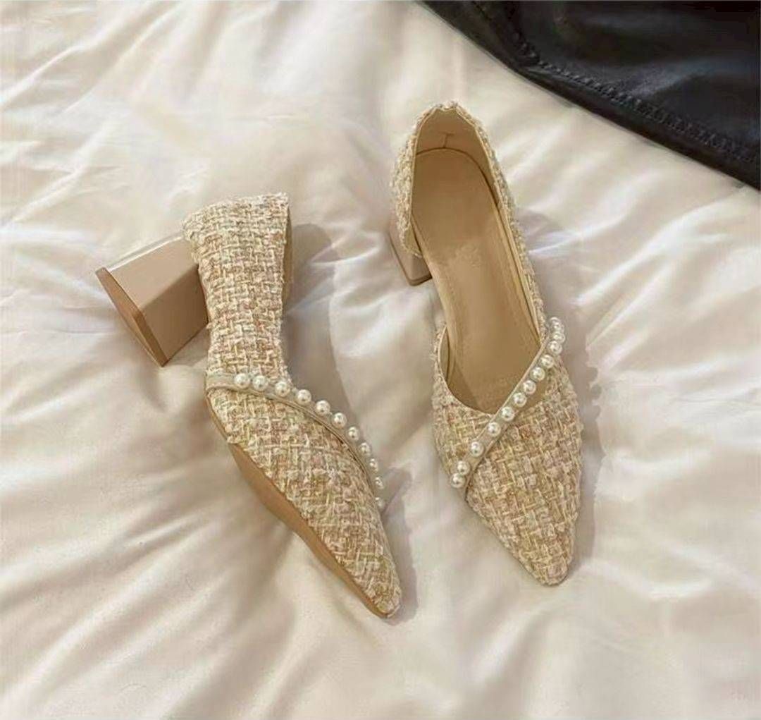 小香風側空高跟鞋・晚風溫柔氣質女鞋