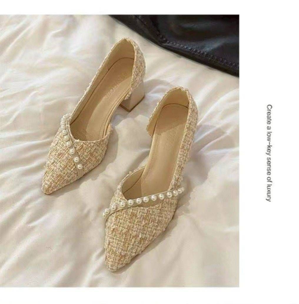 小香風側空高跟鞋・晚風溫柔氣質女鞋