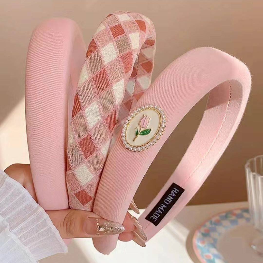 韓系高級感寬邊髮箍✨️ 外出百搭顯臉小頭飾 粉色款 5入組