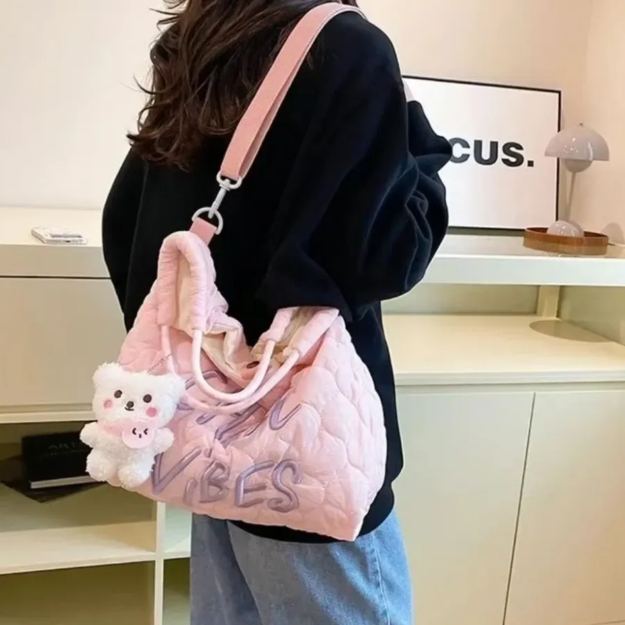 多巴胺色刺繡大容量托特包｜日常通勤手提包・百搭實用包款