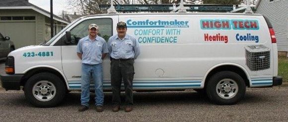 Staff Standing Next to Van — Wisconsin Rapids, WI — High Tech Heating Ventilation and Air Conditioning