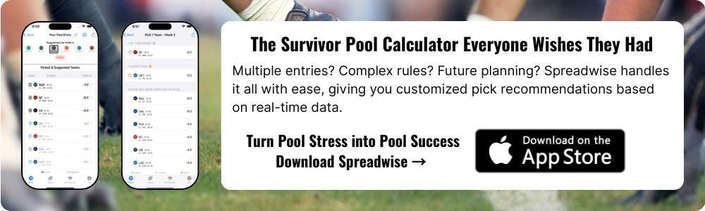 A screenshot of an app called the survivor pool calculator