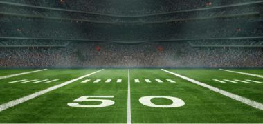 A football field with the words survivor pools 101 on it