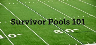 A football field with the words survivor pools 101 on it