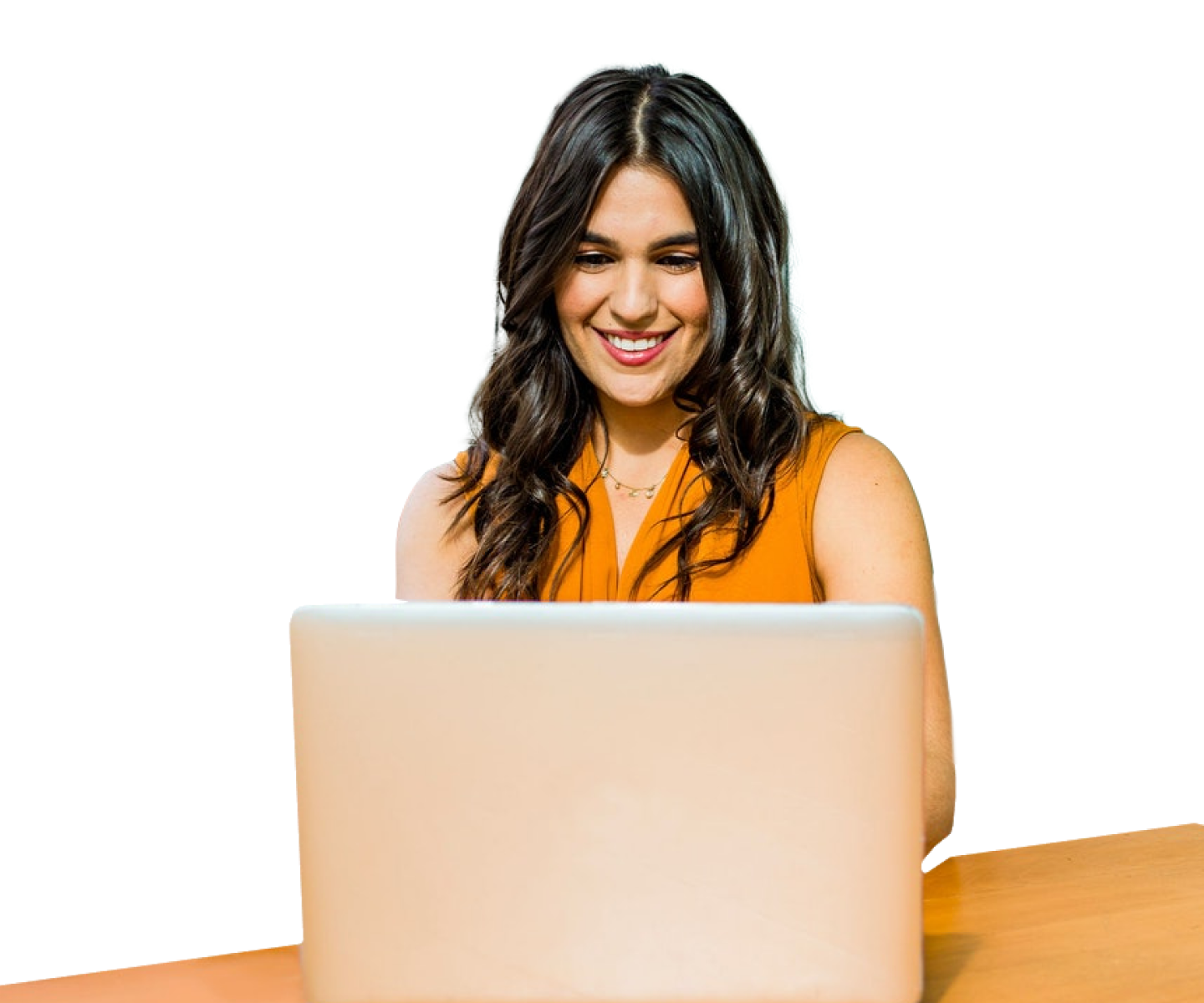 woman smiling and laptop