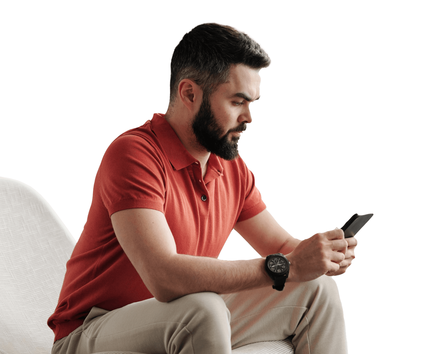 man looking at smart phone