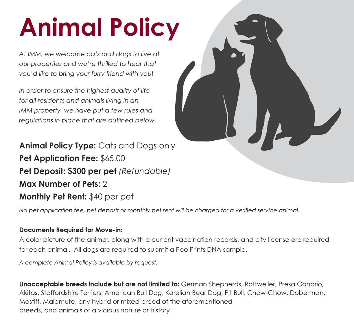 IMM Apartments Animal Policy