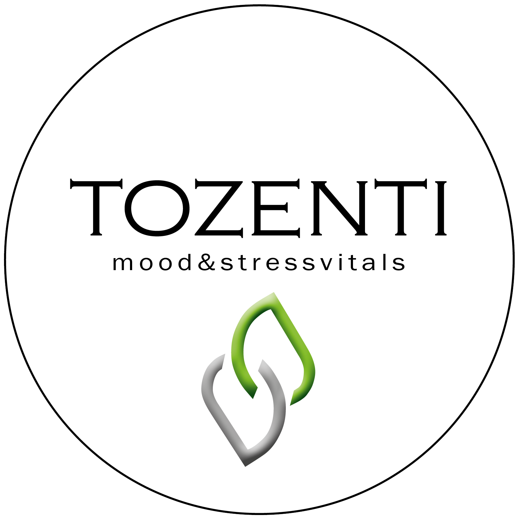 Wit cirkelvormig logo met het woord 