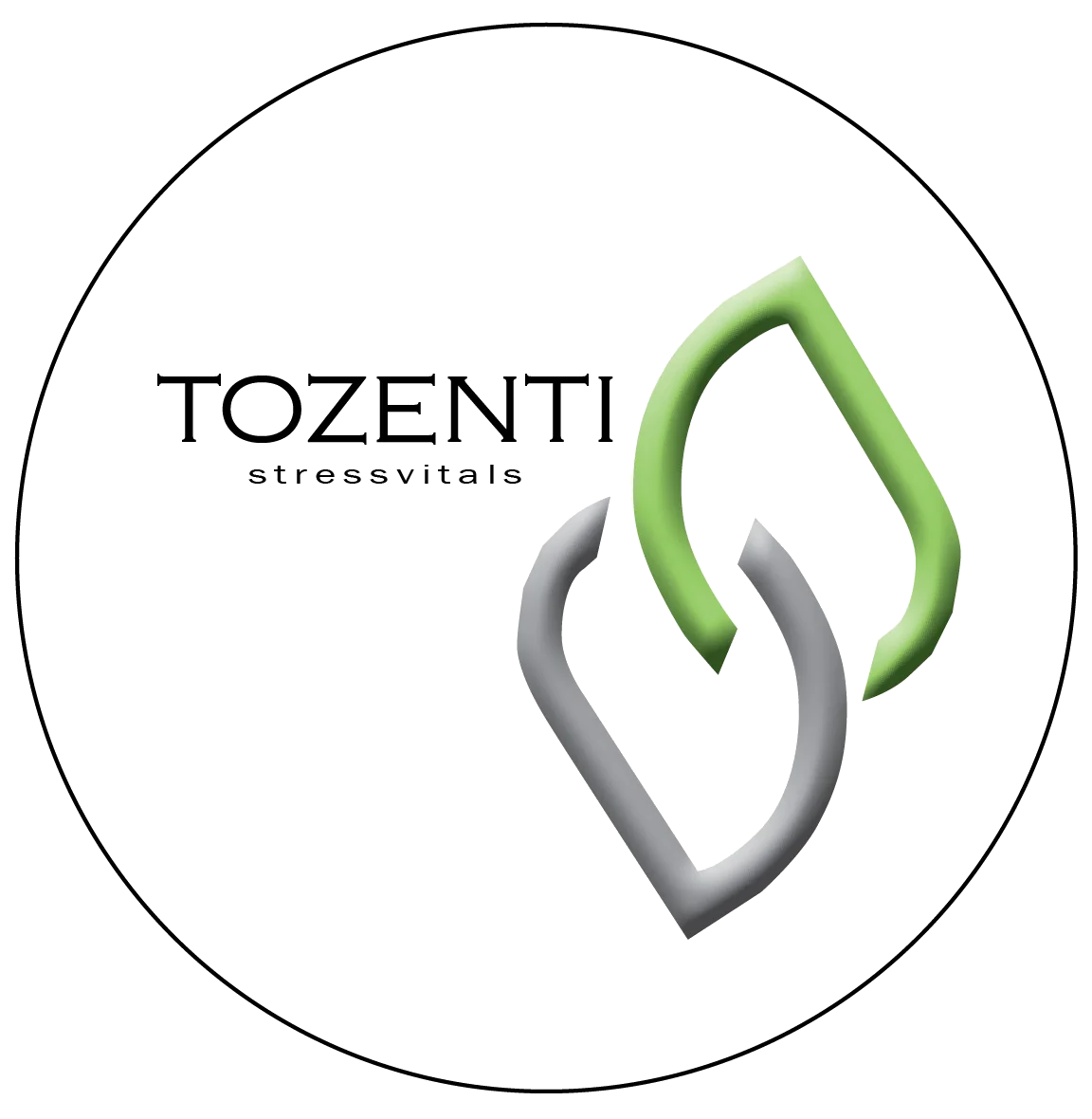 Wit cirkelvormig logo met het woord 