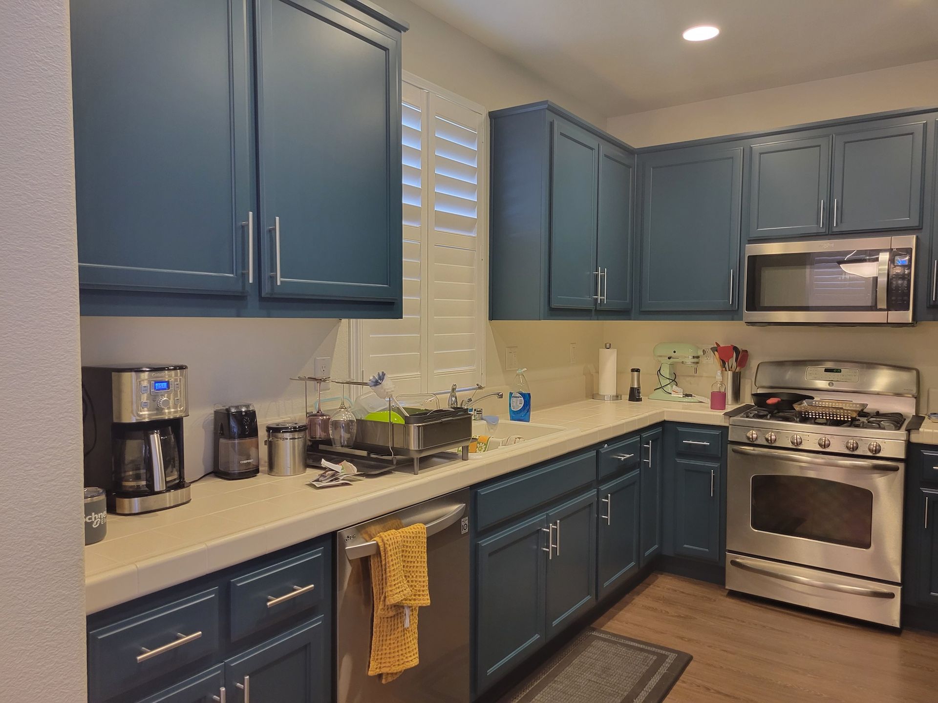 Painted Kitchen Blue Cabinets in Stockton CA