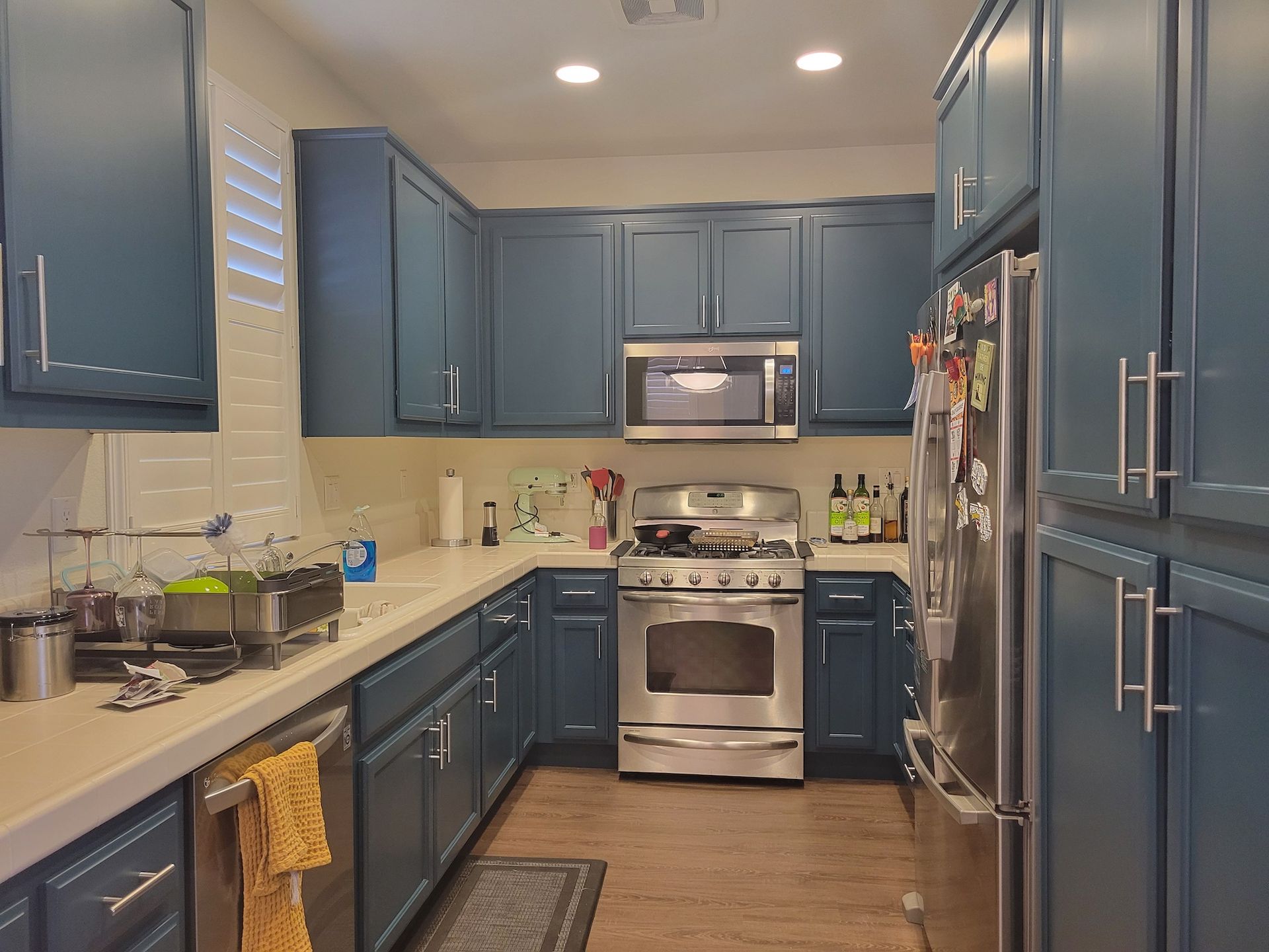 Painted Kitchen Blue Cabinets in Stockton