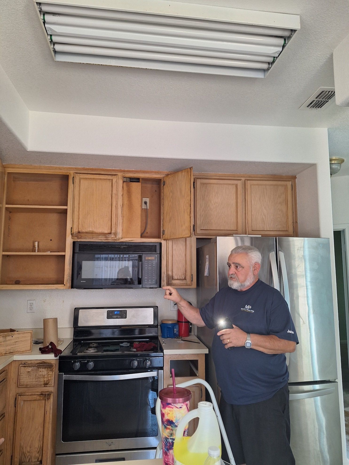 Before Cabinet Painting in Kitchen Near Fridge