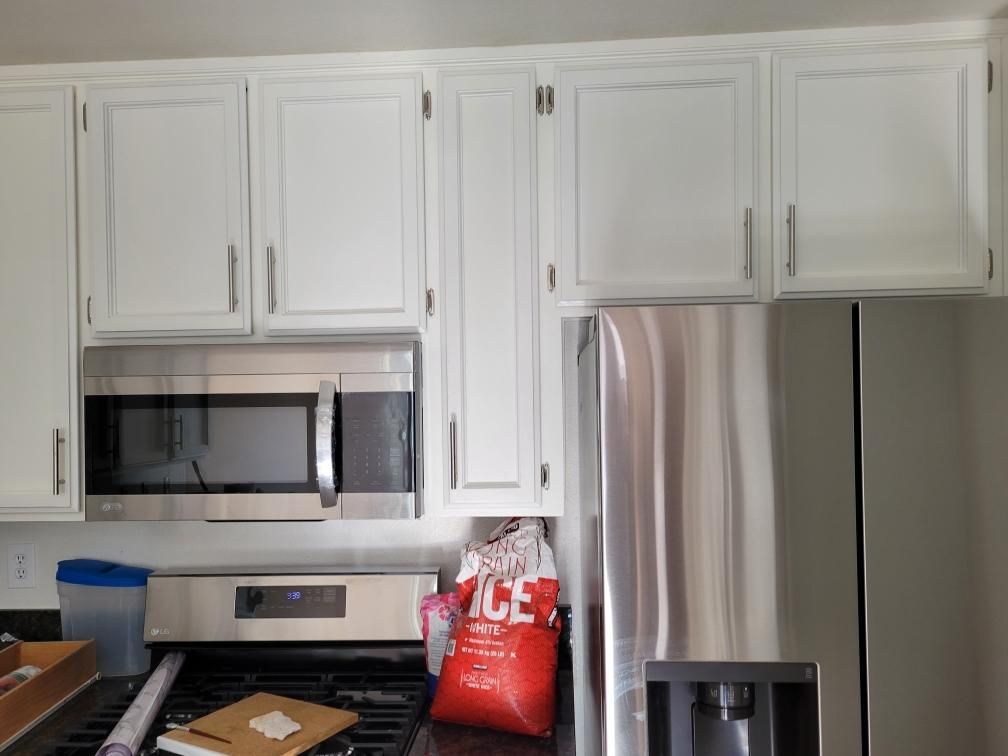 After Cabinet Painting in Kitchen Near Fridge
