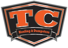 A black and orange logo for TC Hauling and Dumpsters LLC