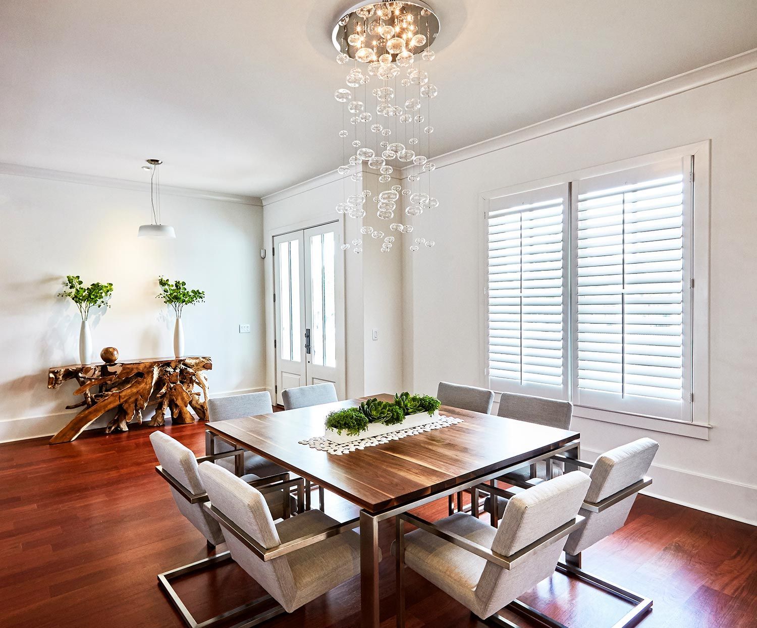 Dining area with window shutters Dining area with window shutters