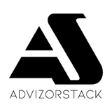 A black and white logo for a company called advisorstack.