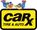 CarX Tire & Auto logo with two cartoon bluebirds. Yellow and black text on a yellow rectangle.