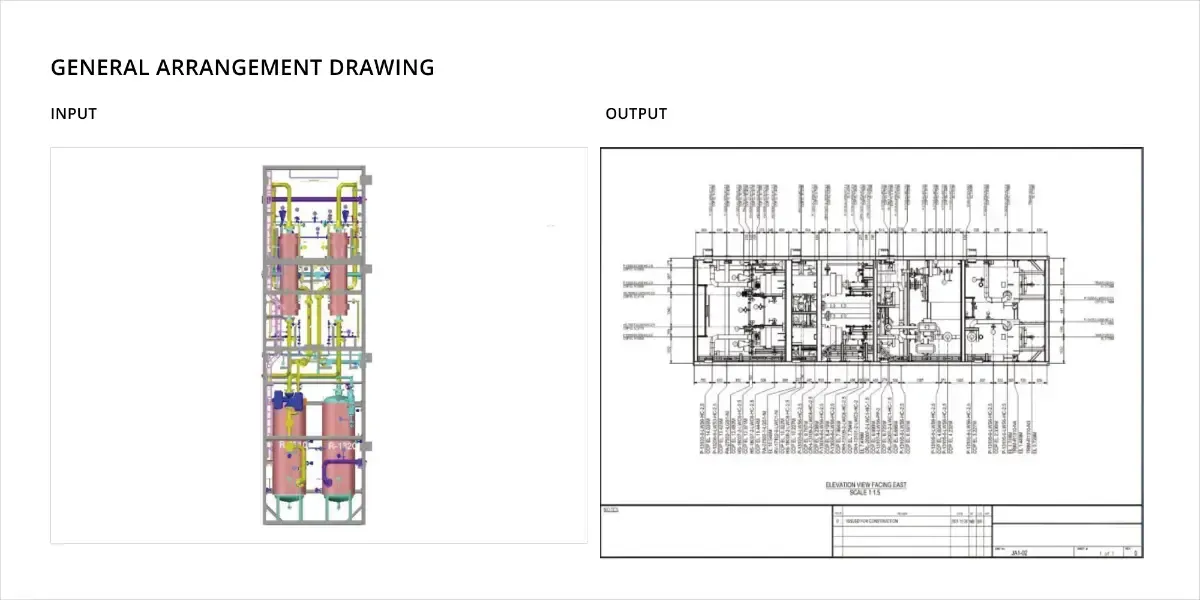 a drawing of a building with the words general arrangement drawing on it