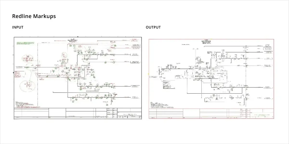 a couple of drawings on a piece of paper that says redline markings