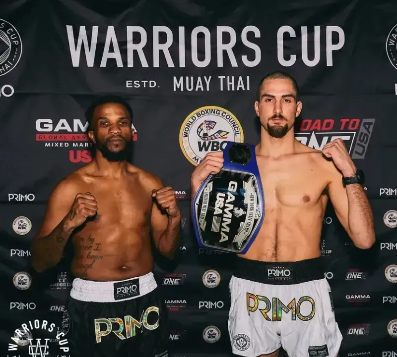 Muay Thai trainer Amr Ibrahim giving striking instruction in the gym