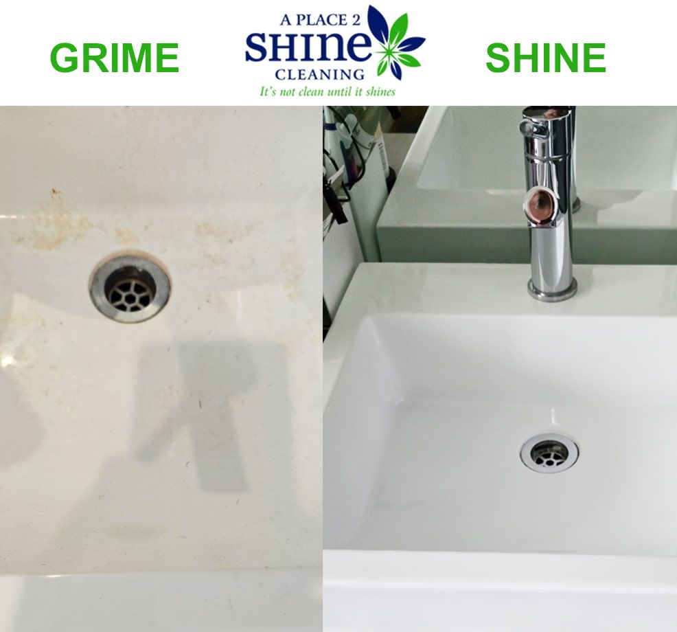 A Picture of a Bathroom Sink Before and After Being Cleaned — A Place 2 Shine In Chisholm, NSW