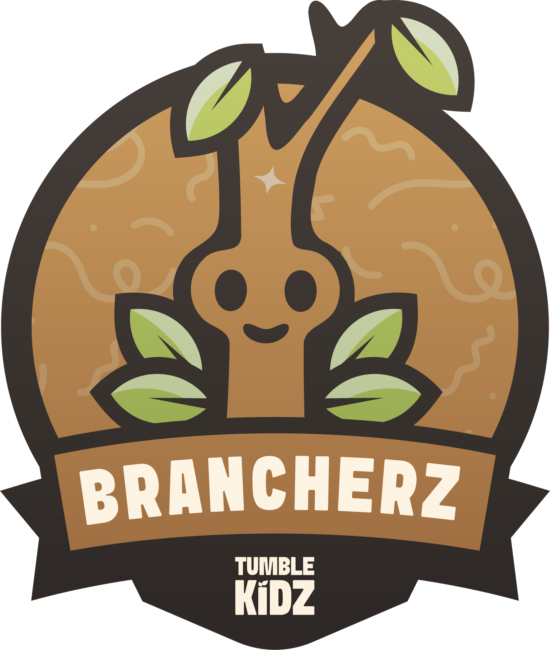 Brancherz logo: a cartoon tree with a smiling face, leaves, and