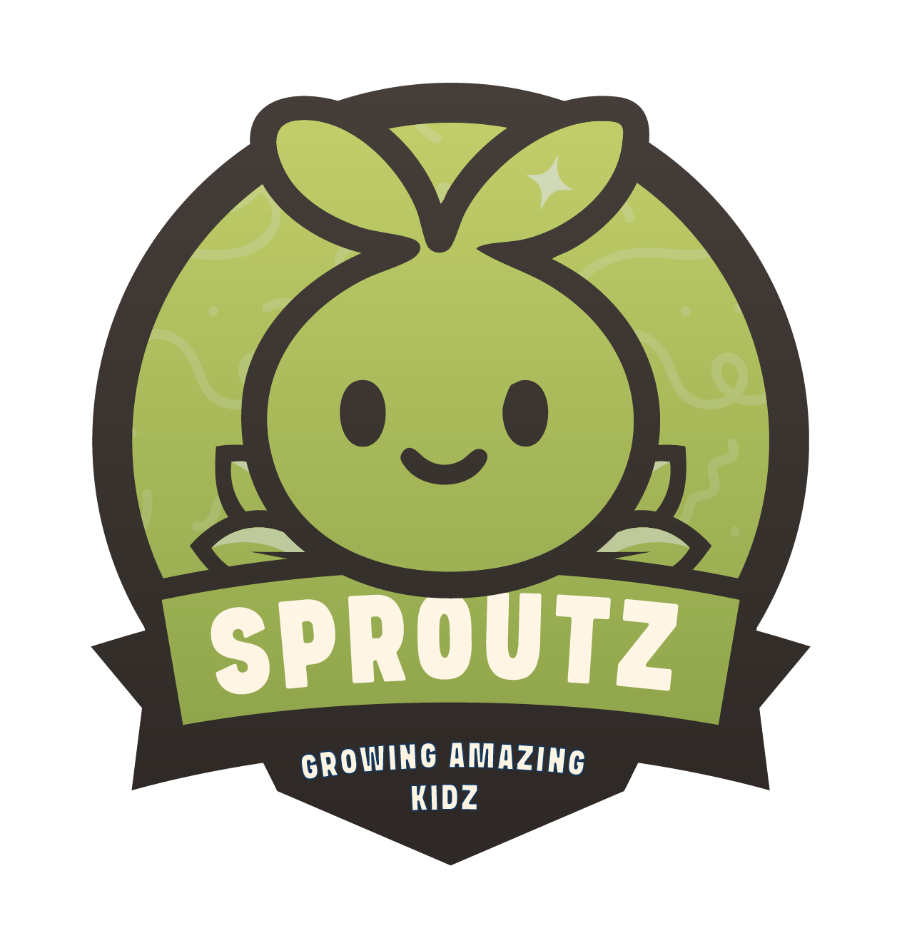 Green cartoon sprout character with